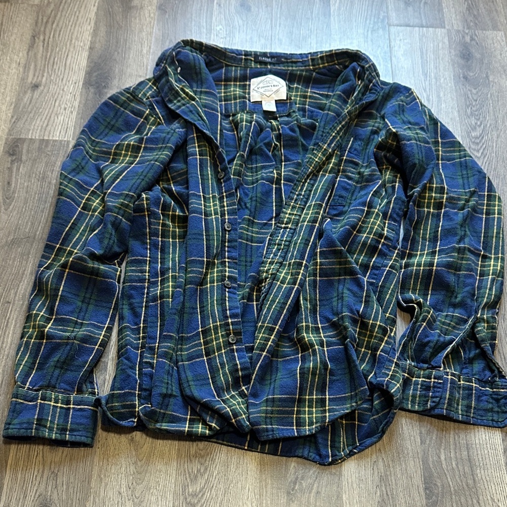 St. John's Bay Classic Fit Plaid Shirt - Navy and Forest